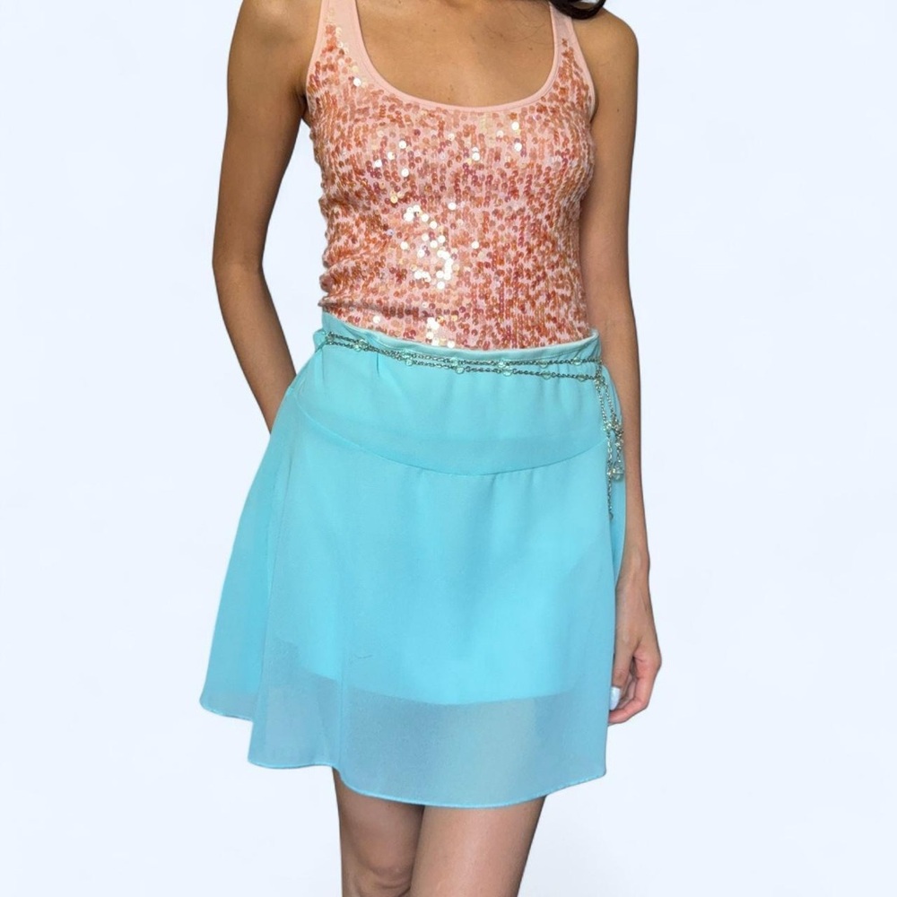Light Blue Mini Skirt w/ Chain Detail 💙